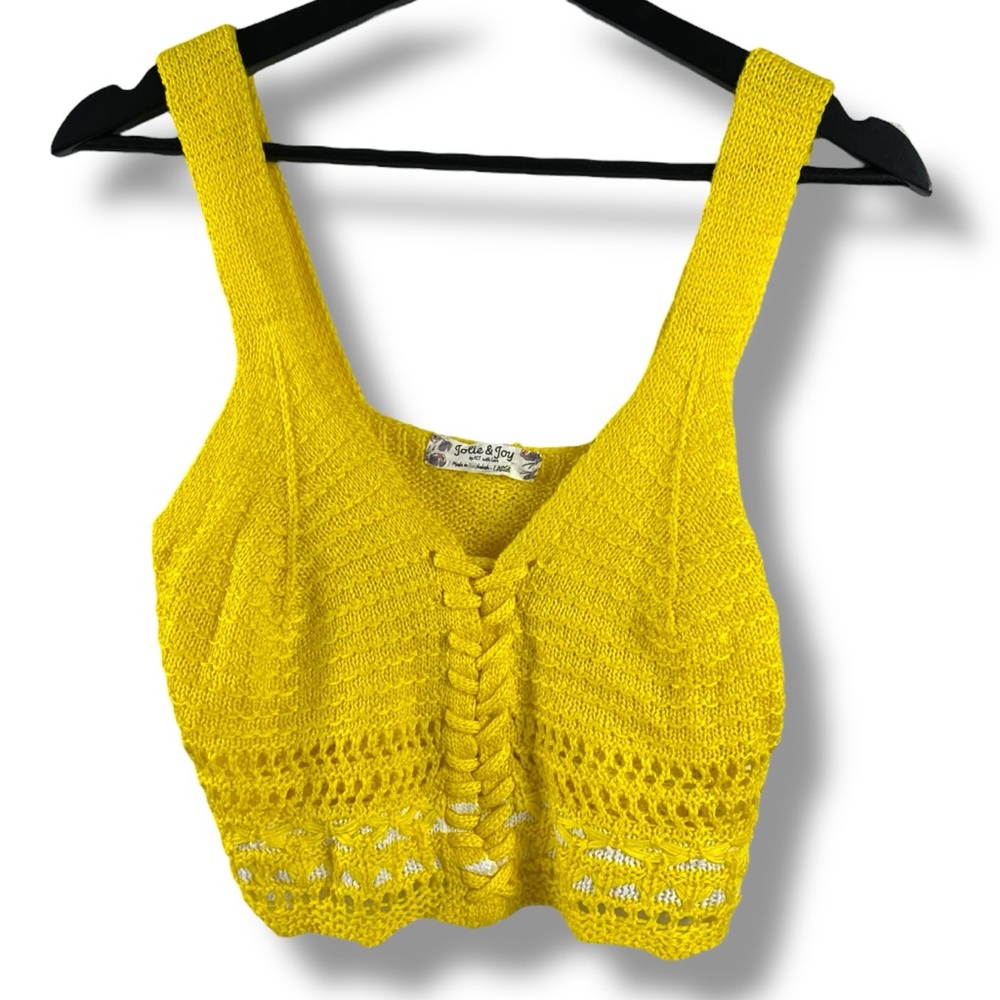 Jolie & Joy Size L Knit Crop Top Sunshine Yellow Festival Boho Southwestern